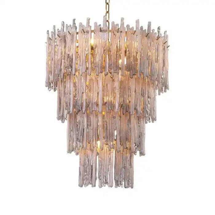 Saint Roch Modern Glass Chandelier Brass & Glass - Joyfuzzy