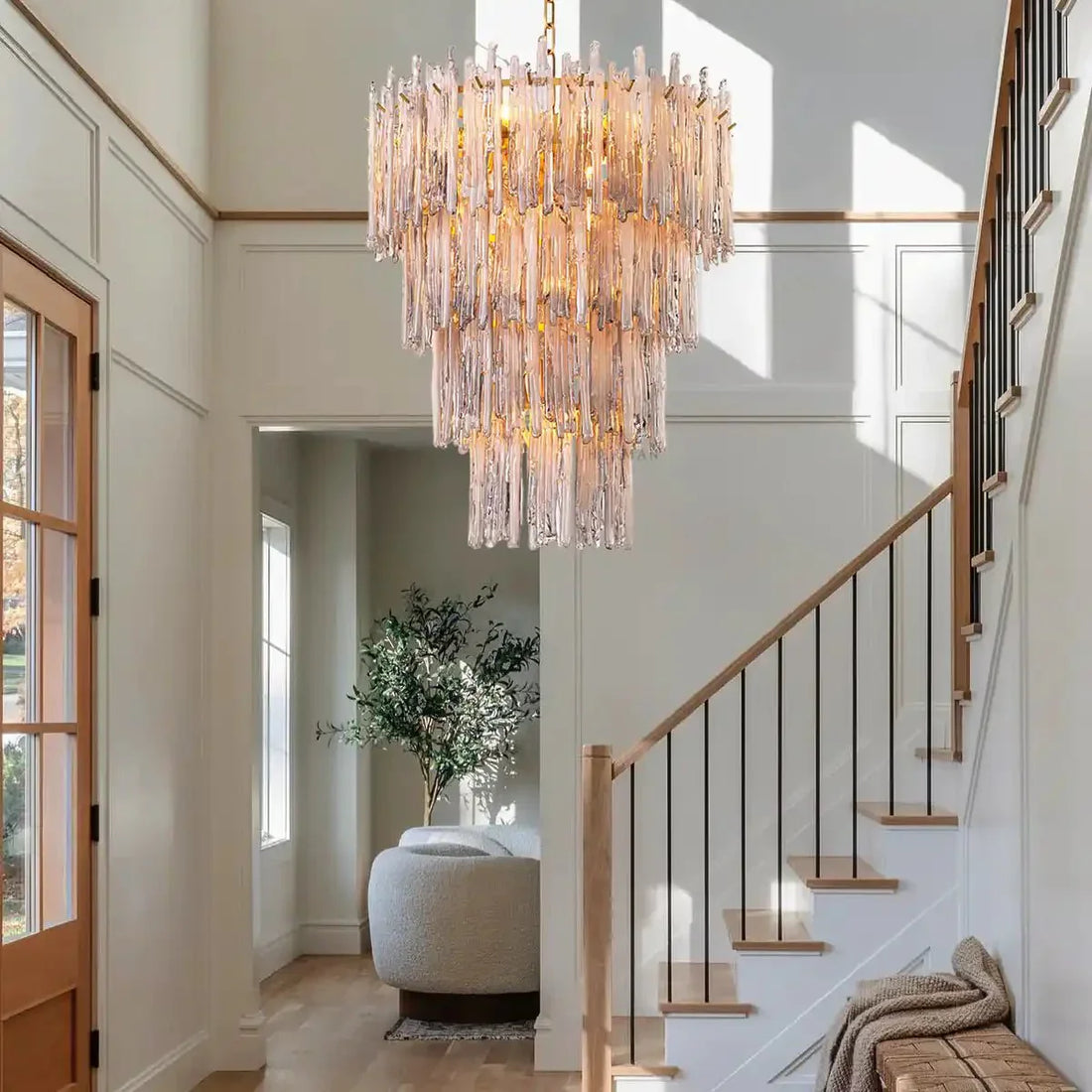 Saint Roch Modern Glass Chandelier Brass & Glass - Joyfuzzy
