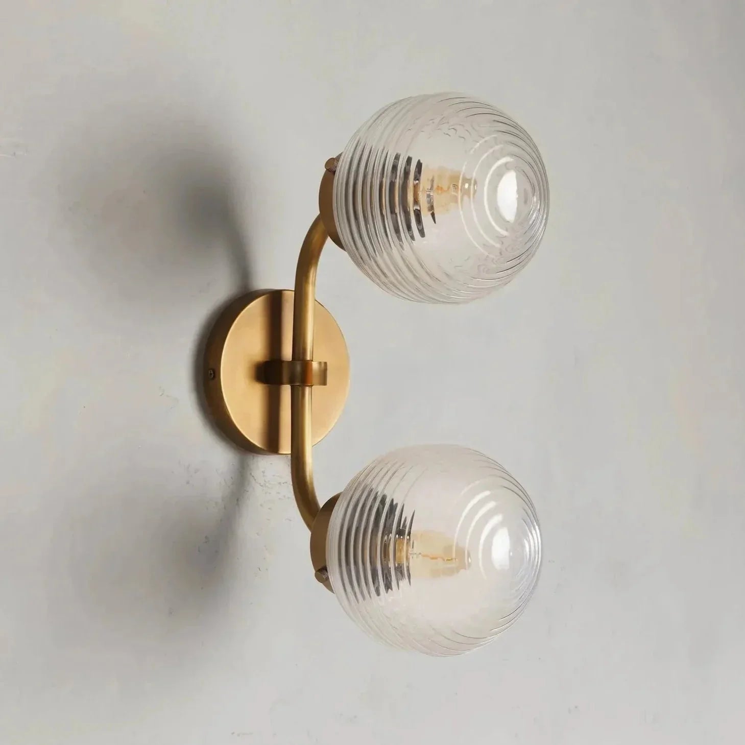 Sayre Linear Glass Globe Two Head Wall Sconce - Joyfuzzy