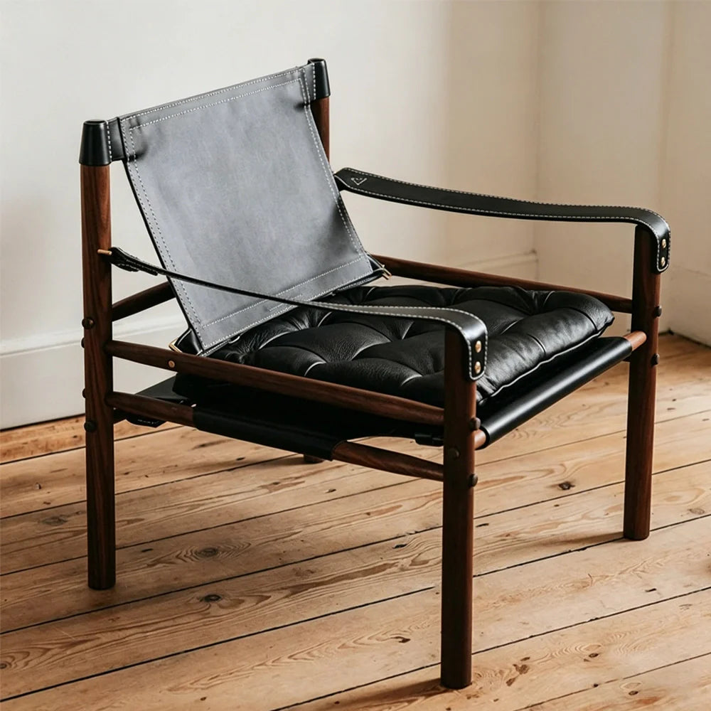 Wooden Outdoor Furniture - Brown Leather Chair & Sirocco Safari Chair for Elegant Outdoor Spaces