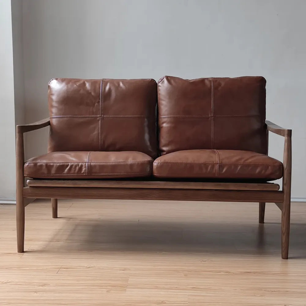 Walnut Faux Leather Sofa image 3