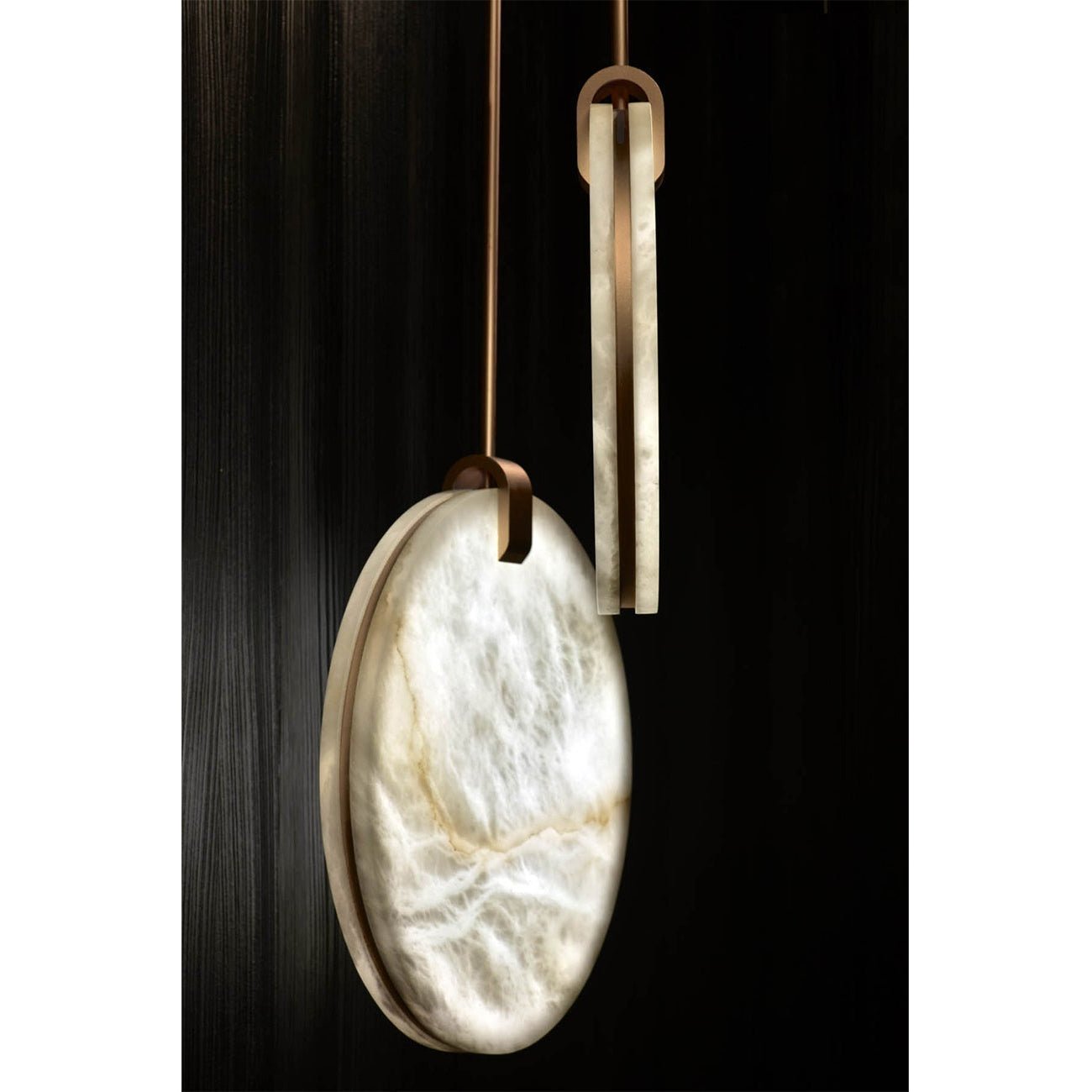 Soho Real Alabaster Disc Pendant Light, Pendant Lamp For Hallway, Staircase - D25.2''Joyfuzzy