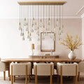 Soltaire Linear Chandelier - Seeded Glass Raindrop Pendant Lighting - 37‘’BrassJoyfuzzy