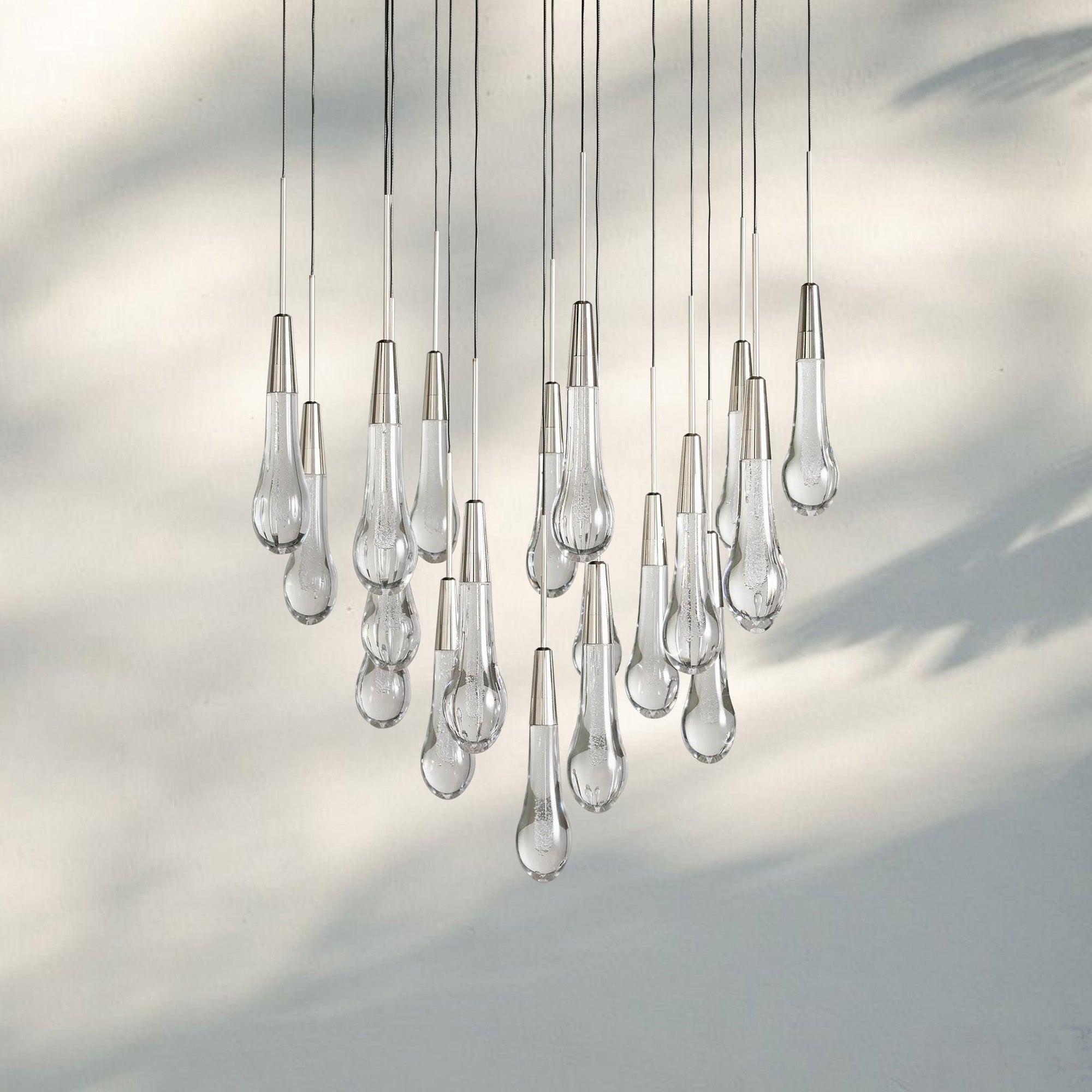 Solitaire Round Chandelier 17" 24" 36“ 58“-19-Light 24‘’-Nickel-