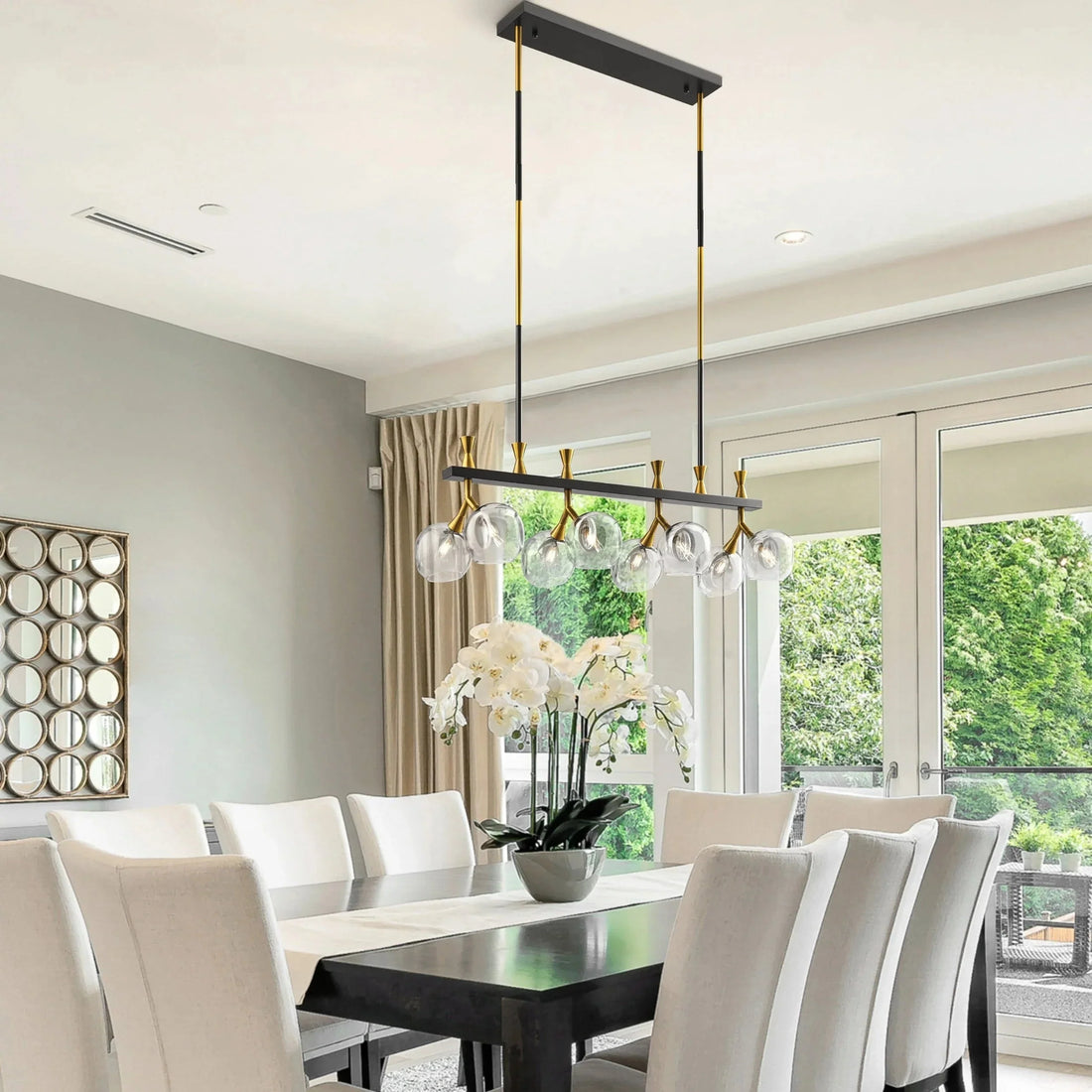 Sonder Rectangular Gold and Black Chandelier - Joyfuzzy