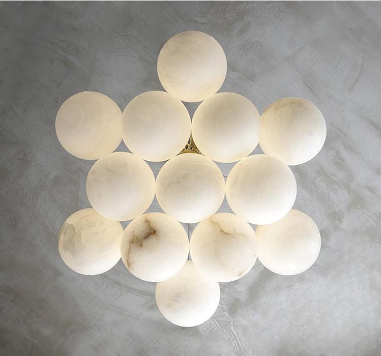 Sophie Modern Alabaster Ball Pendant Light, Dining Room Light - 19 BallsJoyfuzzy