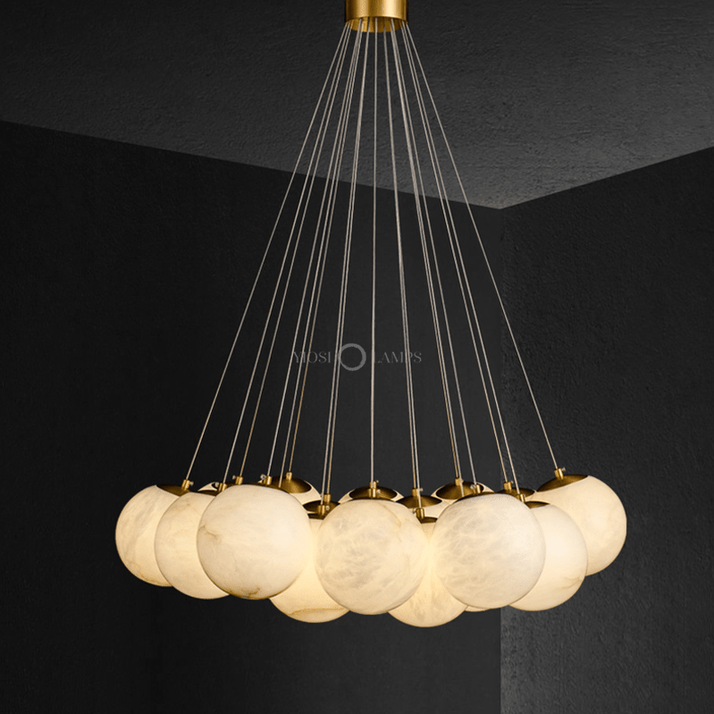 Sophie Modern Alabaster Ball Pendant Light, Dining Room Light - 19 BallsJoyfuzzy