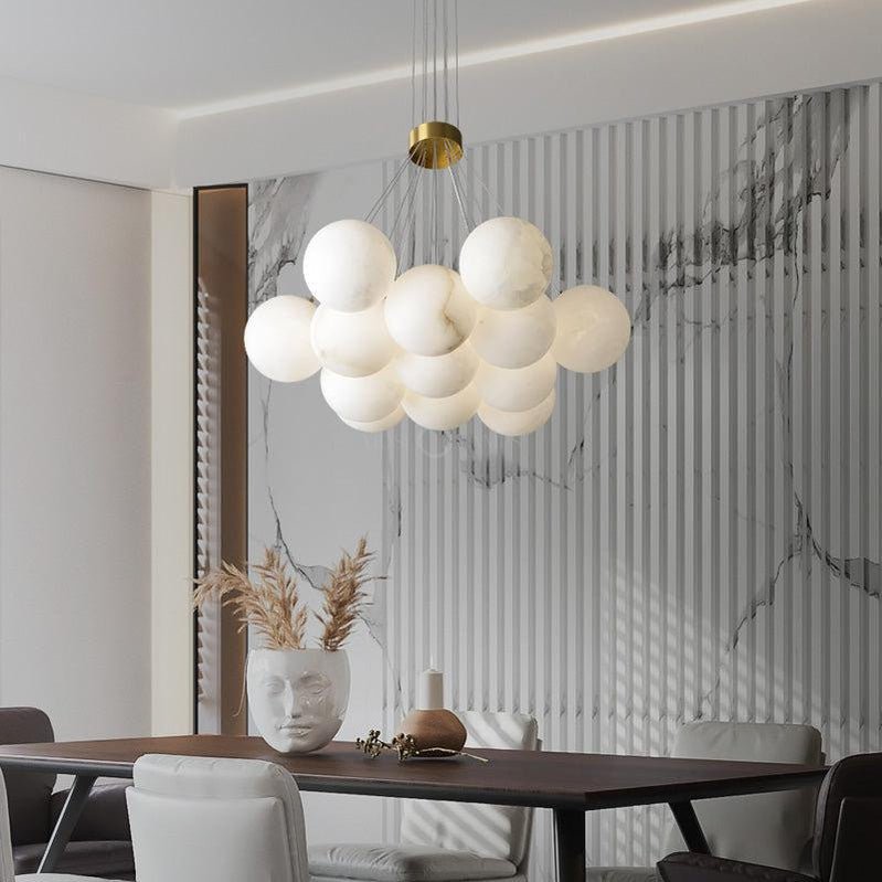 Sophie Modern Alabaster Ball Pendant Light, Dining Room Light - 13 BallsJoyfuzzy