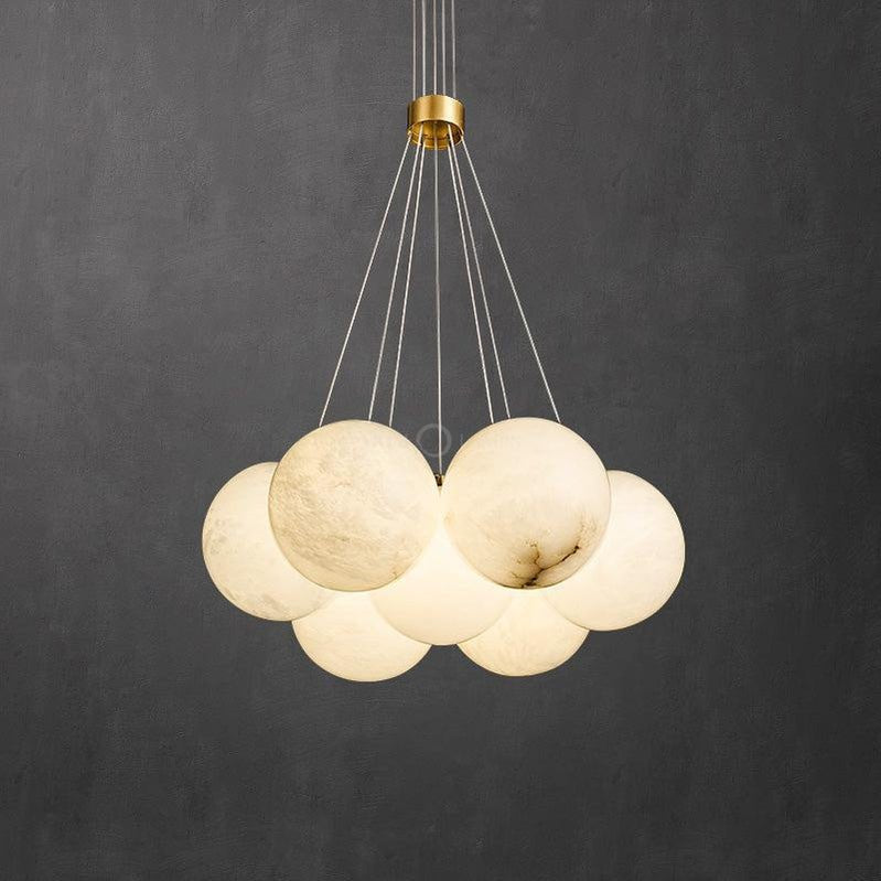 Sophie Modern Alabaster Ball Pendant Light, Dining Room Light - 7 BallsJoyfuzzy