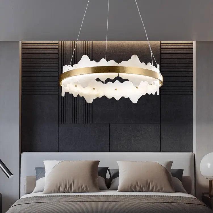 Spain Alabaster Brass Indoor Chandelier Lighting - Joyfuzzy