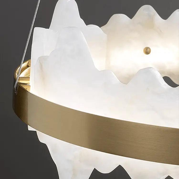 Spain Alabaster Brass Indoor Chandelier Lighting - Joyfuzzy