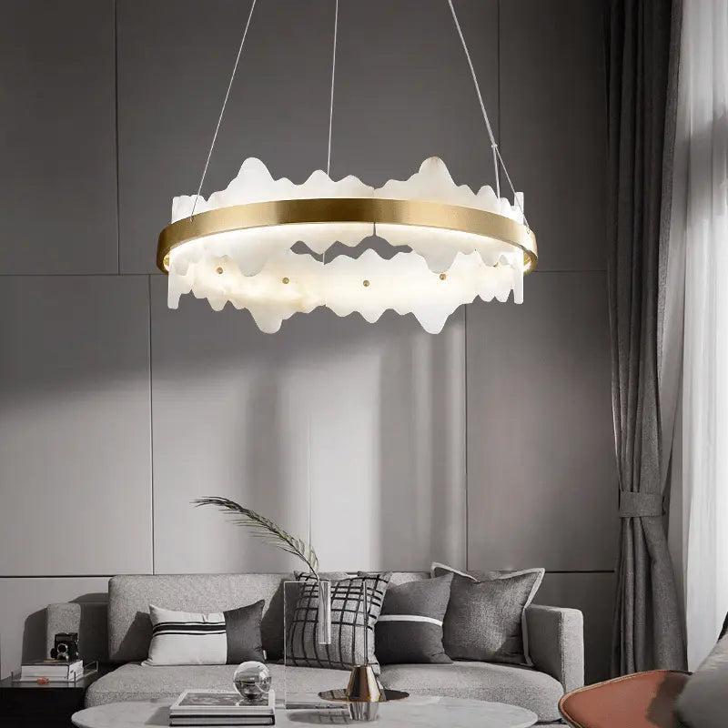 Spain Alabaster Brass Indoor Chandelier Lighting - Joyfuzzy
