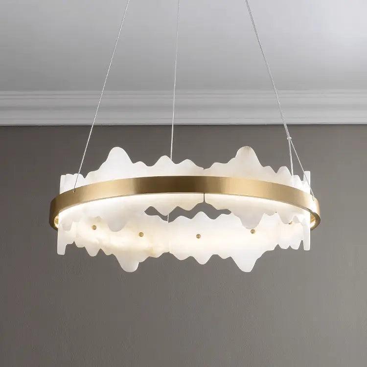 Spain Alabaster Brass Indoor Chandelier Lighting - Joyfuzzy