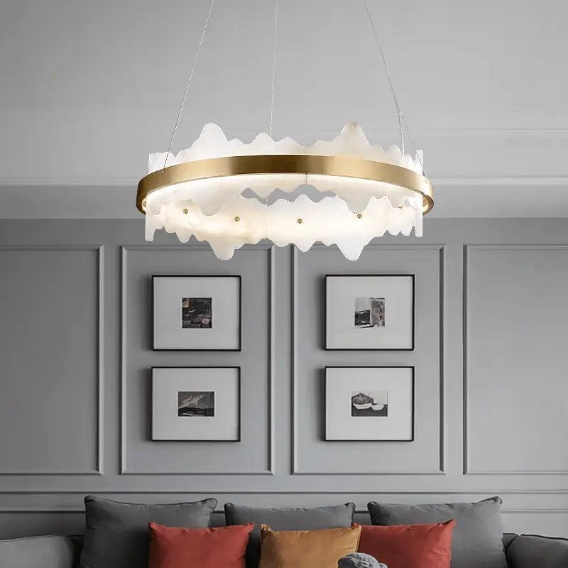 Spain Alabaster Brass Indoor Chandelier Lighting - Joyfuzzy