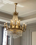 Stunning Oversized Luxury Golden Metal Candle Crystal Tassel Chandelier For High - ceiling - Joyfuzzy
