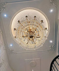 Stunning Oversized Luxury Golden Metal Candle Crystal Tassel Chandelier For High - ceiling - Joyfuzzy
