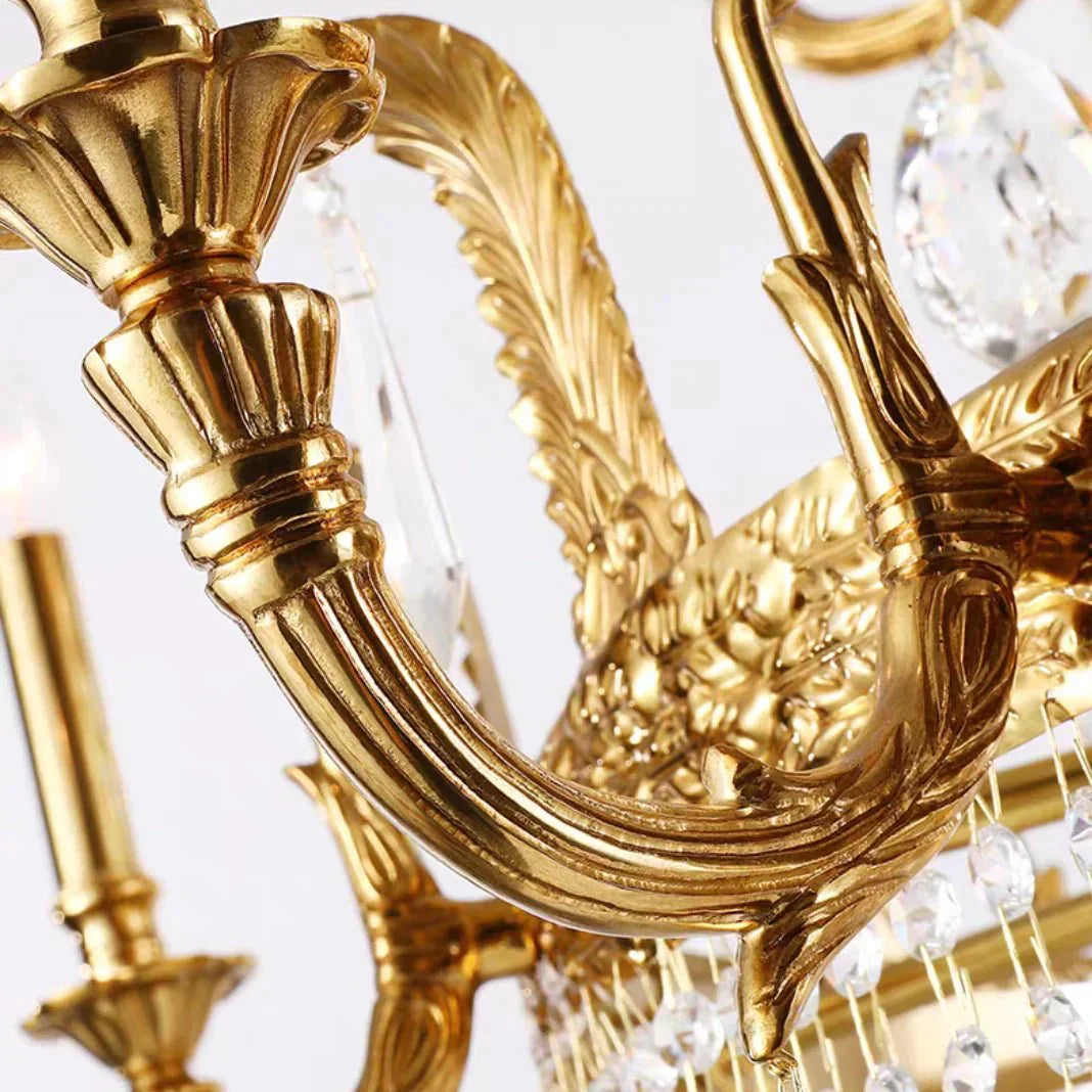 Stunning Oversized Luxury Golden Metal Candle Crystal Tassel Chandelier For High - ceiling - Joyfuzzy