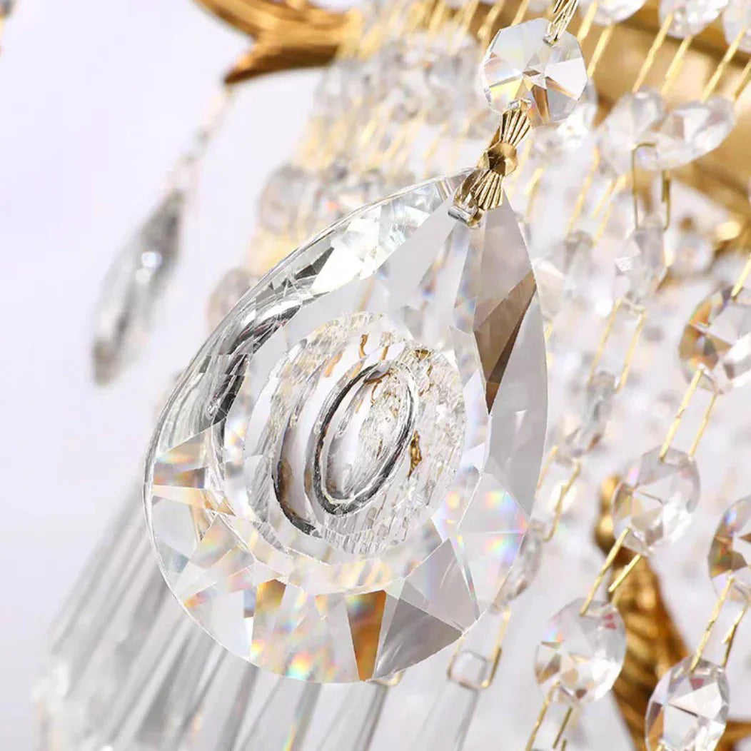 Stunning Oversized Luxury Golden Metal Candle Crystal Tassel Chandelier For High - ceiling - Joyfuzzy