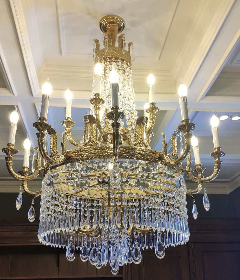 Stunning Oversized Luxury Golden Metal Candle Crystal Tassel Chandelier For High - ceiling - Joyfuzzy
