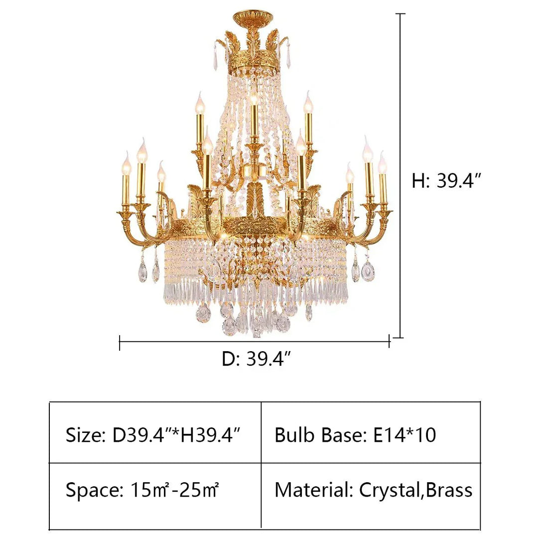 Stunning Oversized Luxury Golden Metal Candle Crystal Tassel Chandelier For High - ceiling - Joyfuzzy
