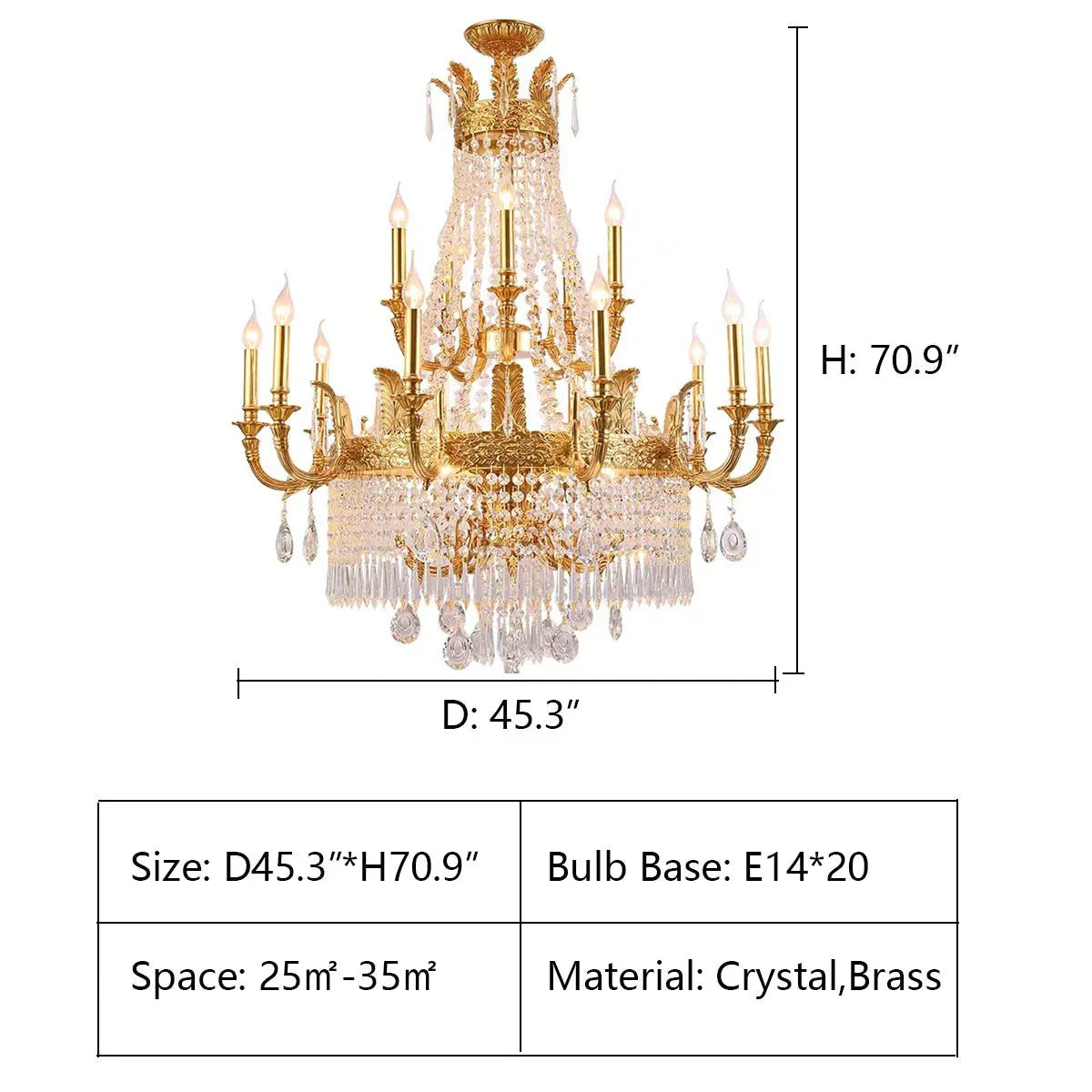Stunning Oversized Luxury Golden Metal Candle Crystal Tassel Chandelier For High - ceiling - Joyfuzzy