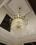 Stunning Oversized Luxury Golden Metal Candle Crystal Tassel Chandelier For High - ceiling - Joyfuzzy