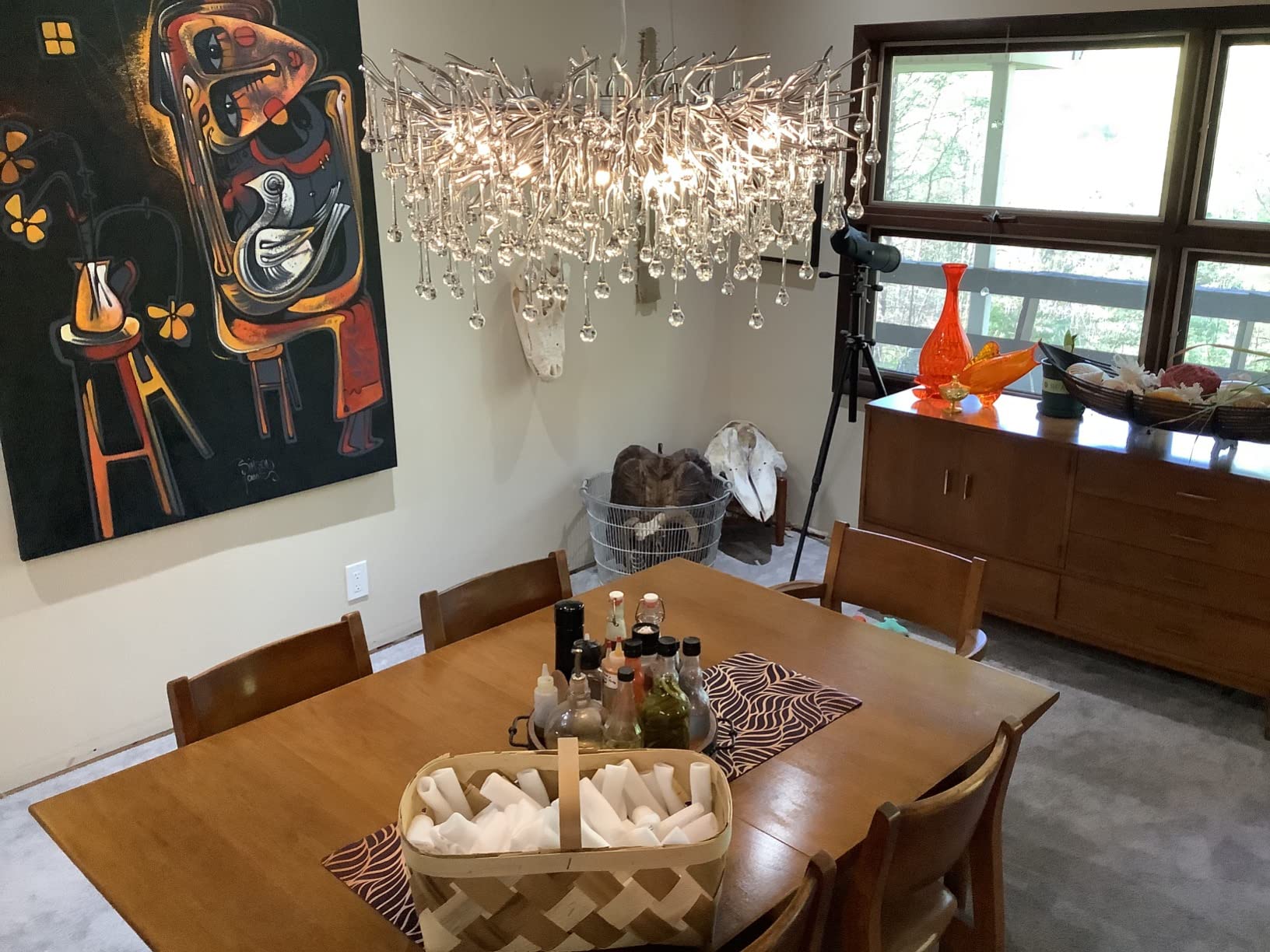 Stunning Tree Branch Crystal Chandelier with Clear Teardrop - shaped for Living/Dining Room - Rectangle L39.4”*W25.6”*H25.6”/10 Lights/27kgChromeWarm LightJoyfuzzy