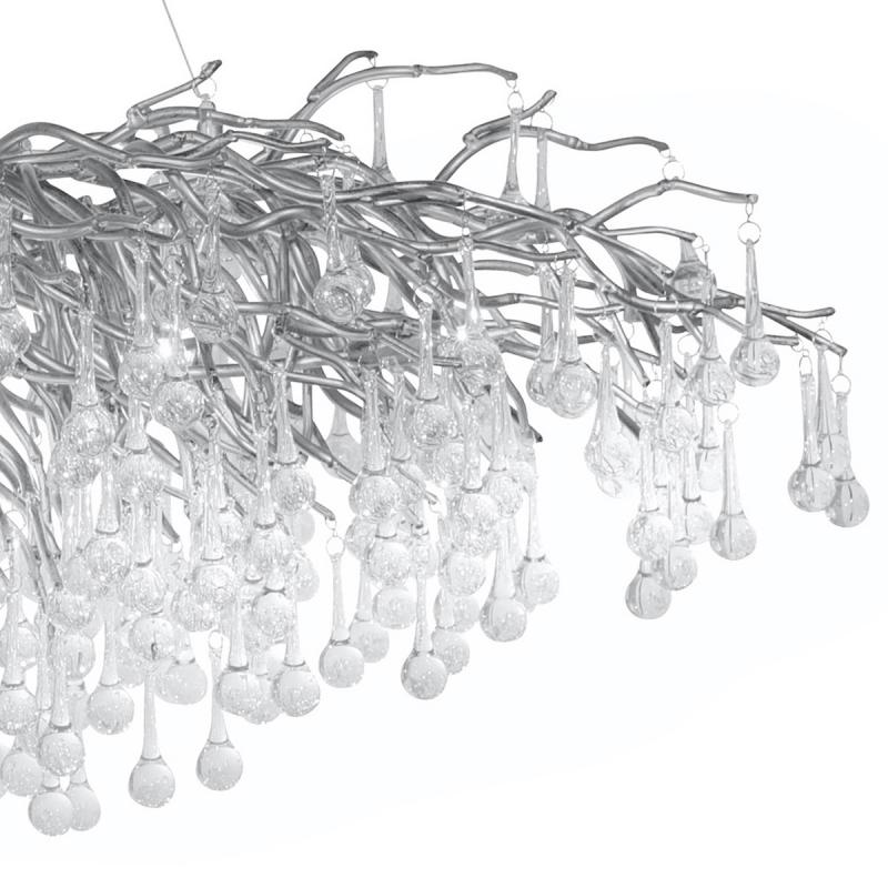 Stunning Tree Branch Crystal Chandelier with Clear Teardrop - shaped for Living/Dining Room - Rectangle L39.4”*W25.6”*H25.6”/10 Lights/27kgChromeWarm LightJoyfuzzy