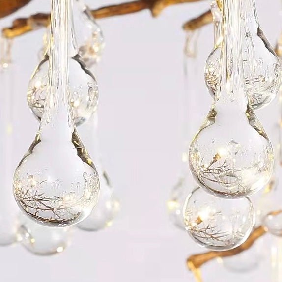 Stunning Tree Branch Crystal Chandelier with Clear Teardrop - shaped for Living/Dining Room - Rectangle L39.4”*W25.6”*H25.6”/10 Lights/27kgChromeWarm LightJoyfuzzy
