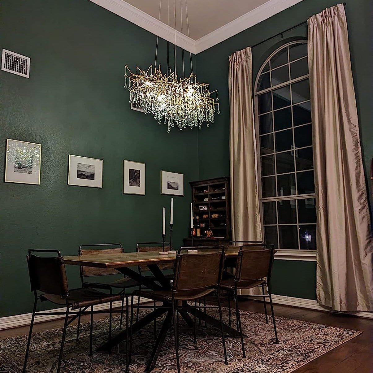 Stunning Tree Branch Crystal Chandelier with Clear Teardrop - shaped for Living/Dining Room - Round D25.6”*H15.8”/8 LightsChromeWarm LightJoyfuzzy