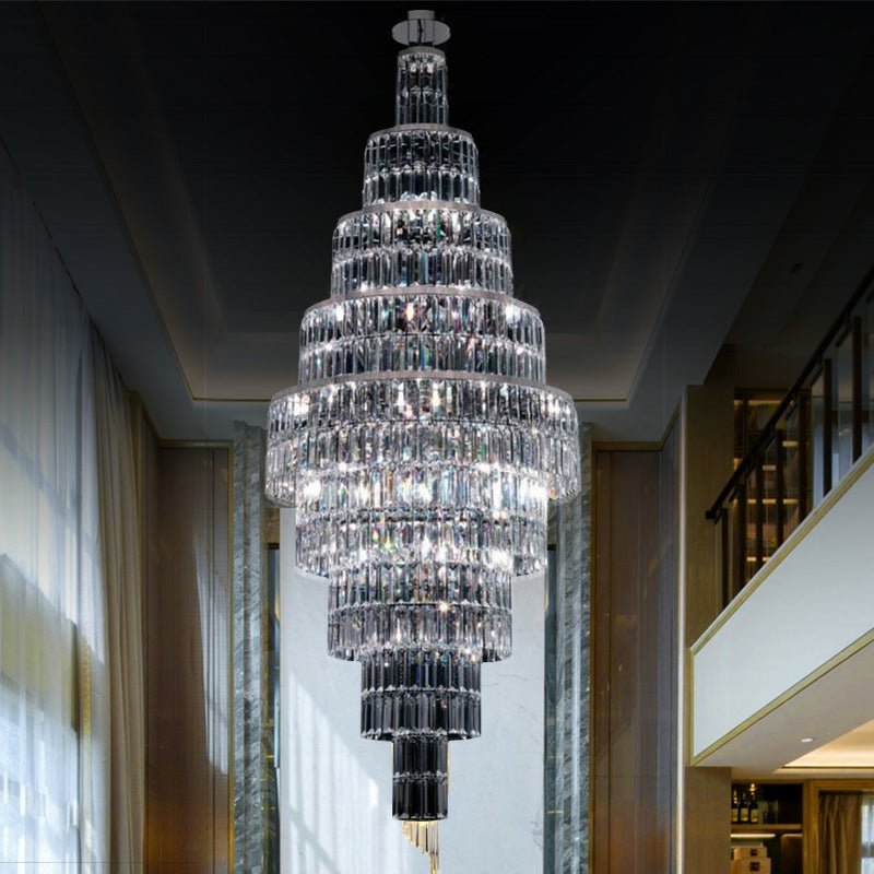 Stylish Foyer Hall Long Crystal Chandelier Large Staircase/ Entryway Decoration Ceiling Light Fixture - D23.6"*H70.9"Warm LightJoyfuzzy