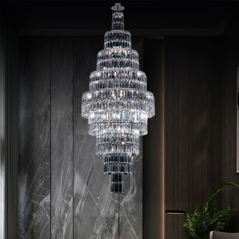 Stylish Foyer Hall Long Crystal Chandelier Large Staircase/ Entryway Decoration Ceiling Light Fixture - D23.6"*H70.9"Warm LightJoyfuzzy
