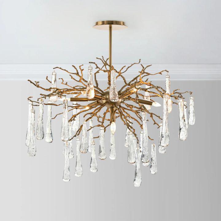 Teardrop 7 - Light Chandelier - Lacquered Burnished BrassJoyfuzzy