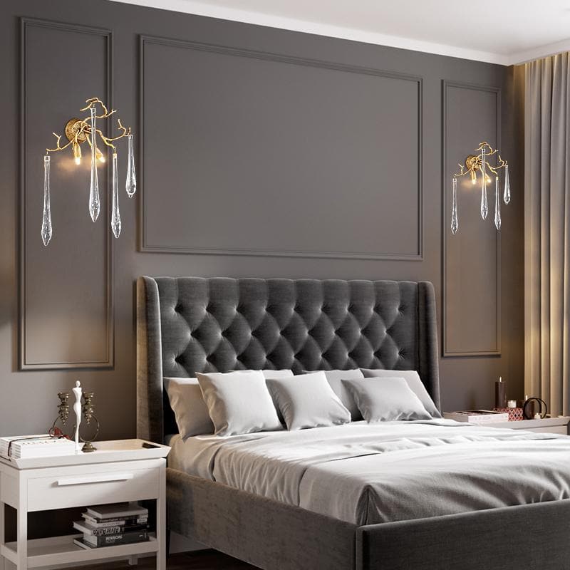 Teardrop Crystal Branch Brass Wall Sconce - W18" X D18" X H47"Joyfuzzy