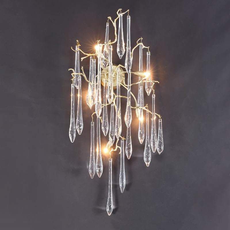 Teardrop Crystal Branch Brass Wall Sconce - W18" X D18" X H47"Joyfuzzy