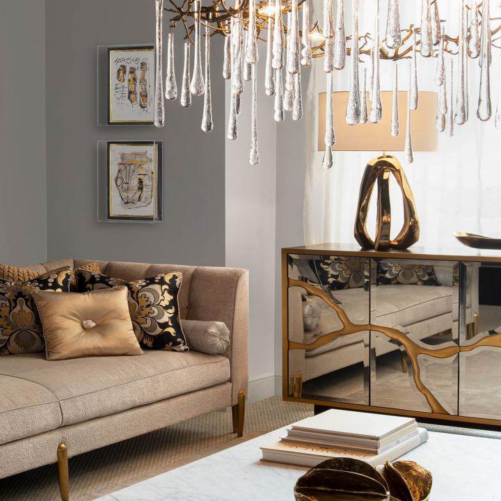 Teardrop Round Chandelier - Lacquered Burnished BrassJoyfuzzy