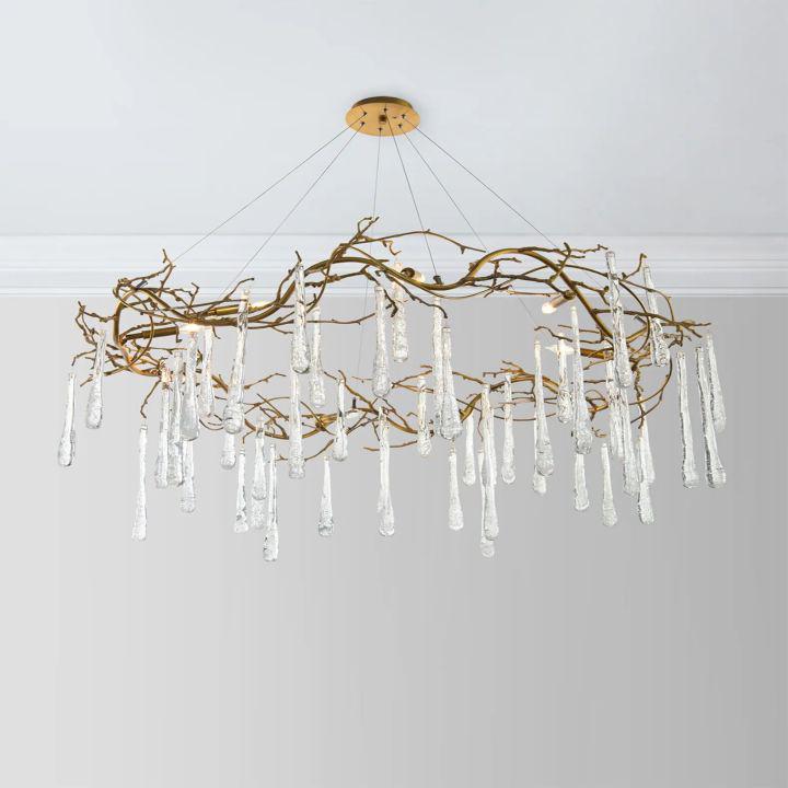 Teardrop Round Chandelier - Lacquered Burnished BrassJoyfuzzy