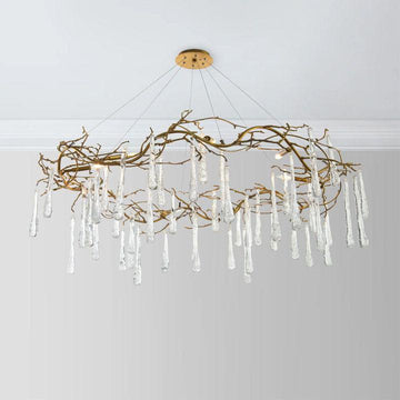 Teardrop Round Chandelier - Lacquered Burnished BrassJoyfuzzy