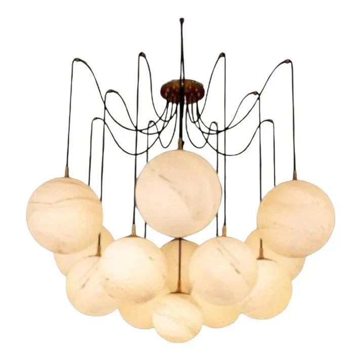 Terry Spider Alabaster Ball Chandelier, Luxurious Alabaster Chandelier - Joyfuzzy