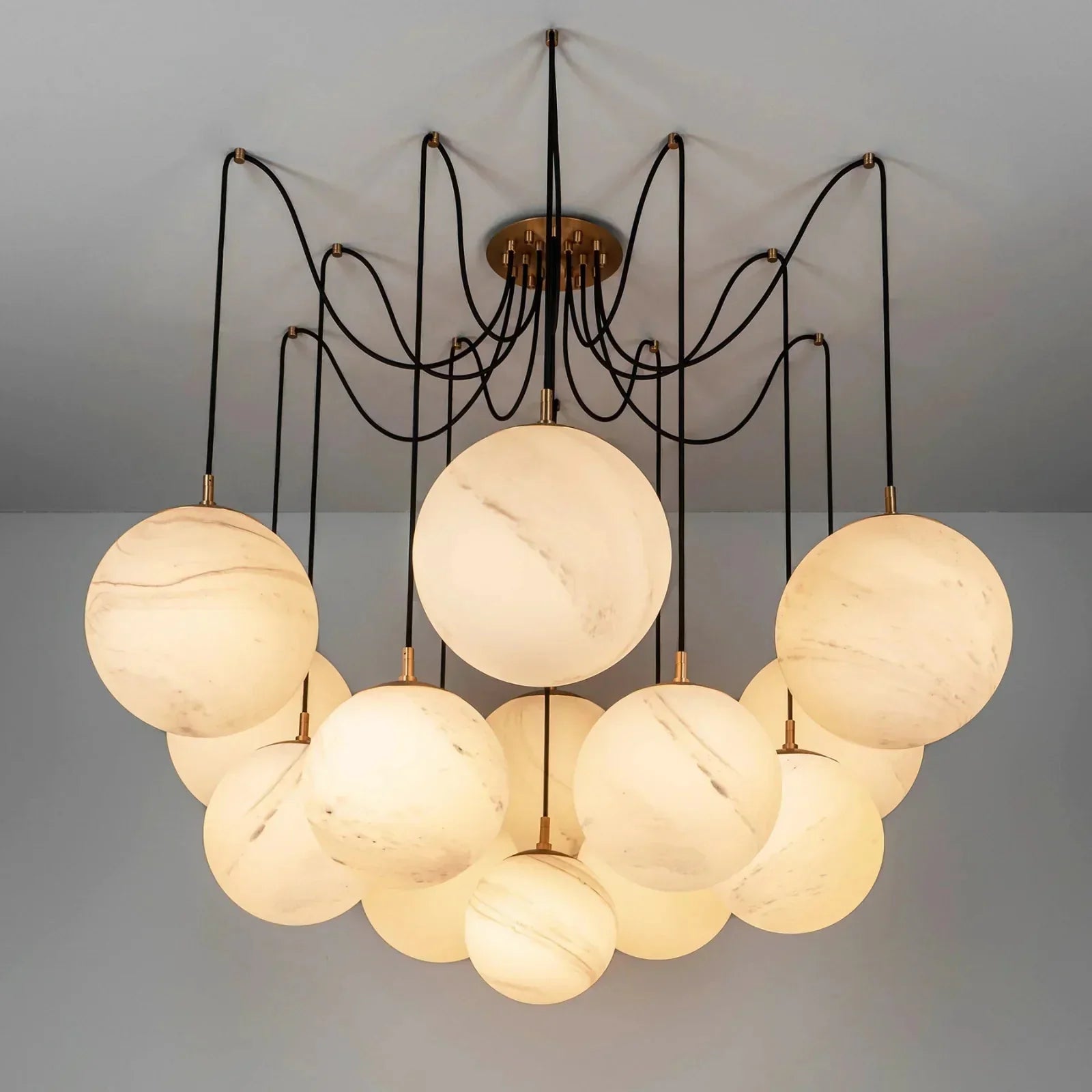 Terry Spider Alabaster Ball Chandelier, Luxurious Alabaster Chandelier - Joyfuzzy