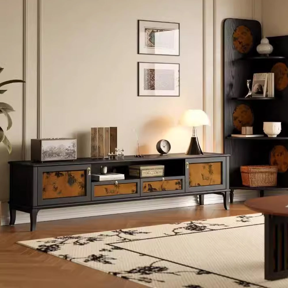 TV Stand with Drawers - Stylish Solid Wood TV Stand for Modern Living Room Storage