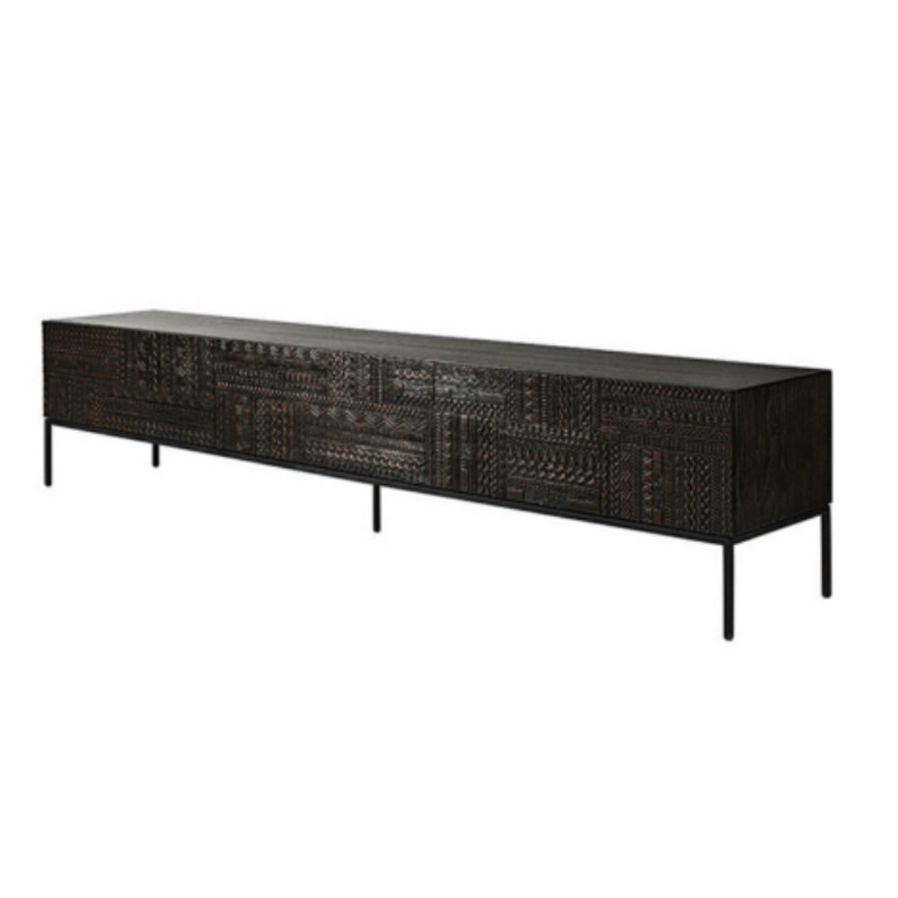 Black TV Stand with Storage - Accent Cabinet with Drawers for Living Room