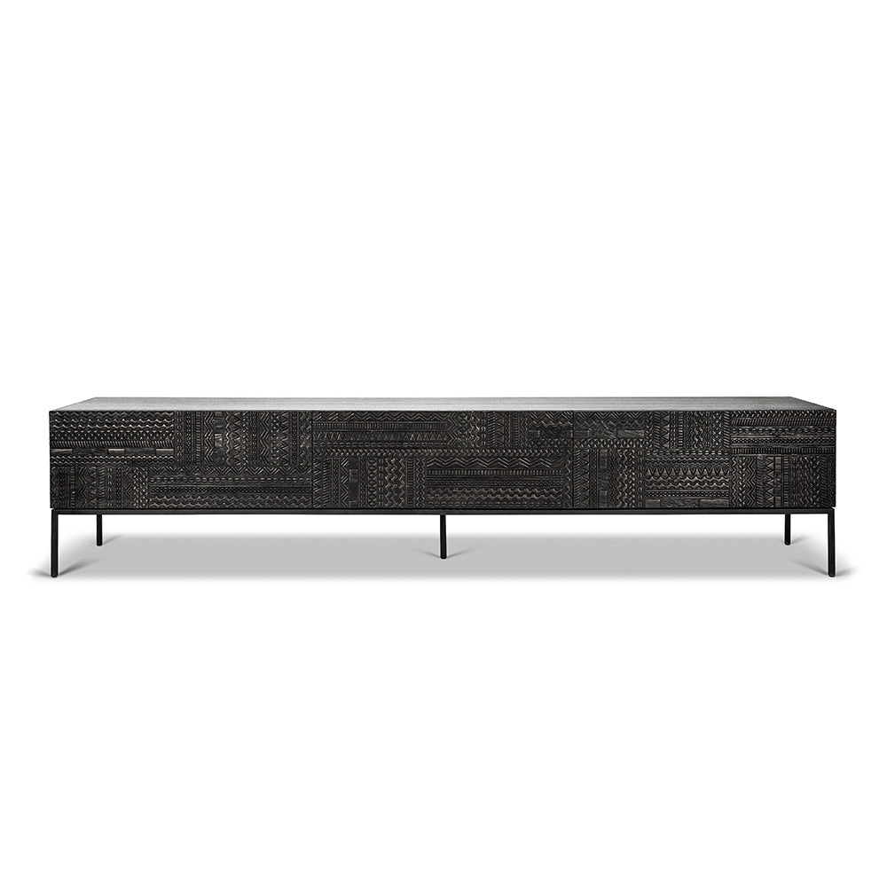 Black TV Stand with Storage - Accent Cabinet with Drawers for Living Room