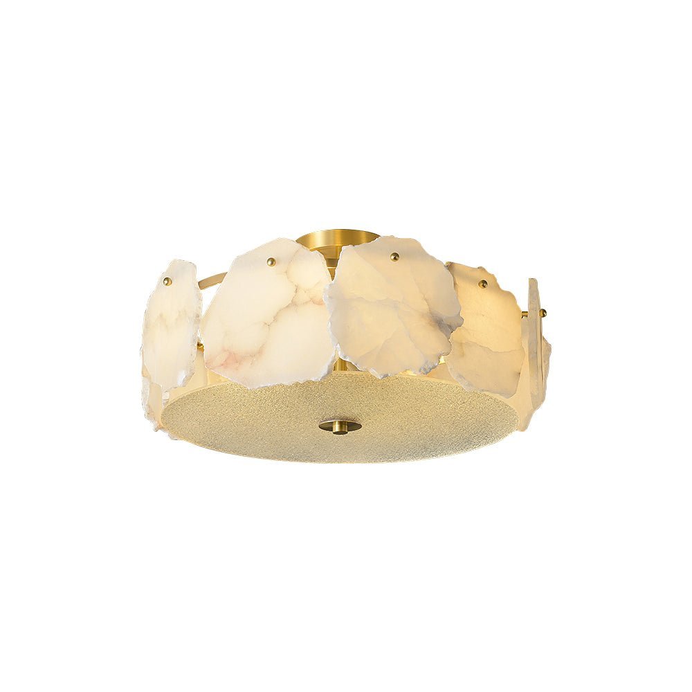 Valeria Alabaster Ceiling Lamp - ∅ 17.7″ x H 7.9″Copper & WhiteJoyfuzzy
