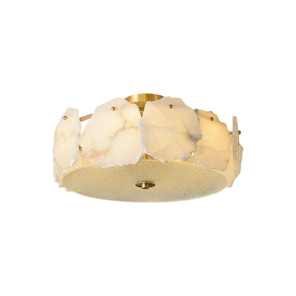 Valeria Alabaster Ceiling Lamp - ∅ 17.7″ x H 7.9″Copper & WhiteJoyfuzzy