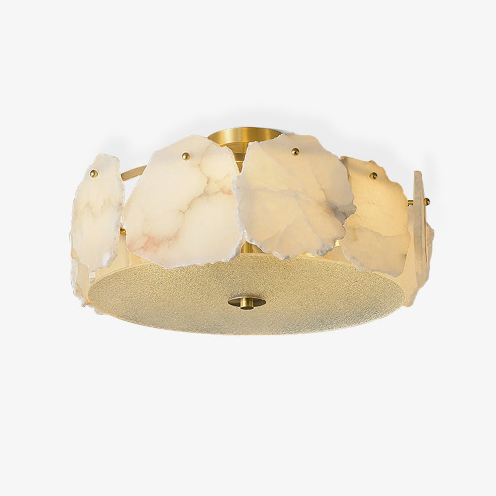 Valeria Alabaster Ceiling Lamp - ∅ 17.7″ x H 7.9″Copper & WhiteJoyfuzzy