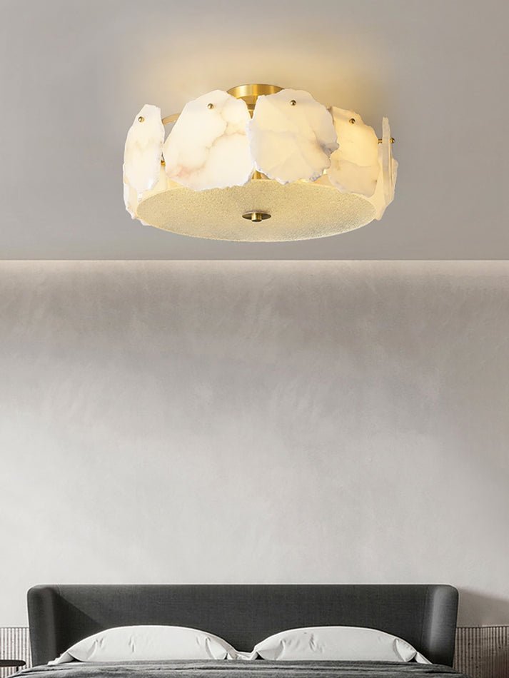 Valeria Alabaster Ceiling Lamp - ∅ 17.7″ x H 7.9″Copper & WhiteJoyfuzzy