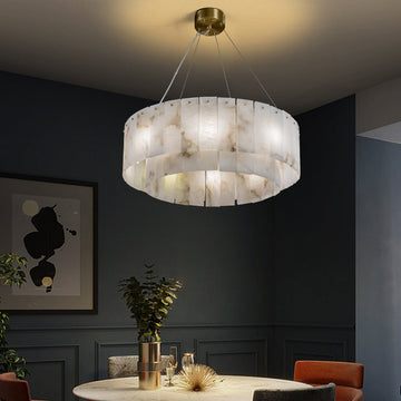 Victoria Alabaster Modern Round Chandelier