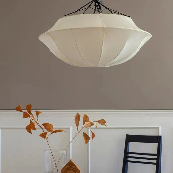Vintage French Style Cream White Silk Umbrella Chandelier - Joyfuzzy