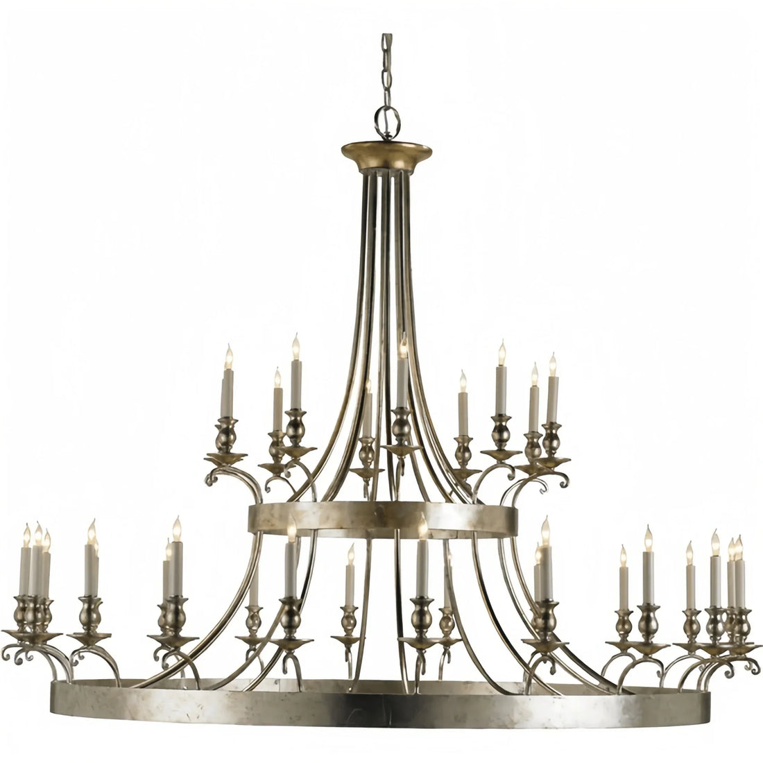 Vintage Large Iron Chandelier with Candle Rustic Farmhouse Pendant Lighting - Joyfuzzy